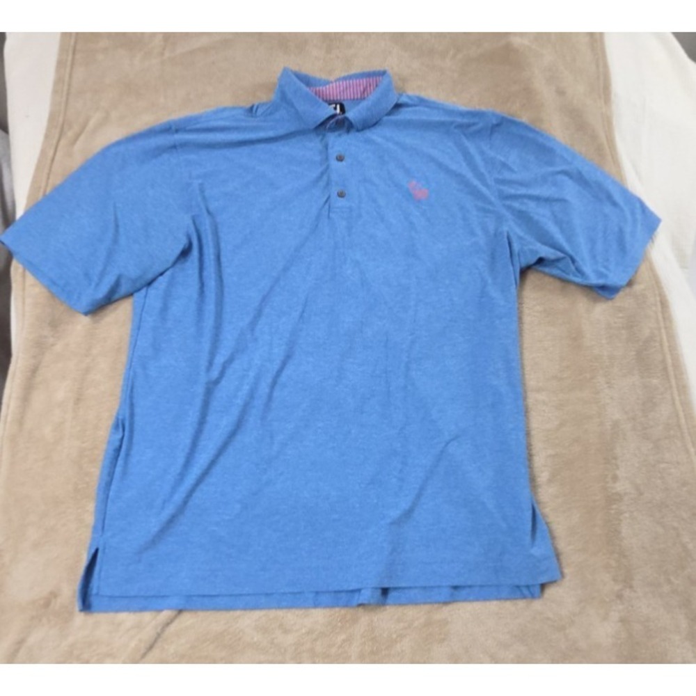 FootJoy Shirt Mens size 2XL Blue Logo Valero Texas Open Golf Short‎ Sleeve EUC